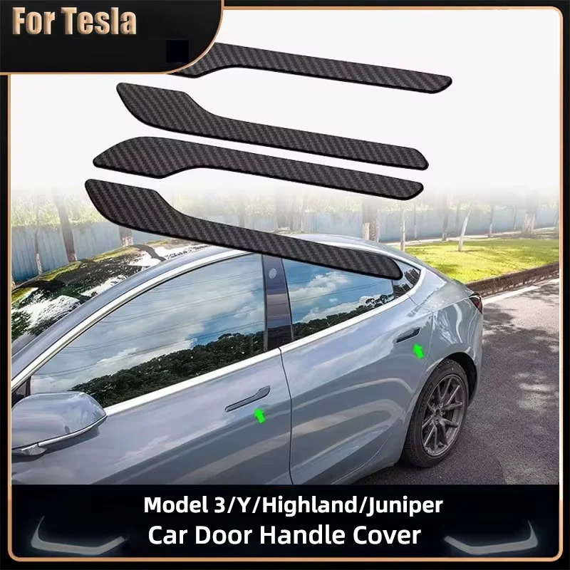 

Auto Door Handle for Tesla Model 3 Highland Model Y Juniper 2025 Door Cover Paste ABS Carbon Model 3 Y Car Accessories 4Pcs/Set