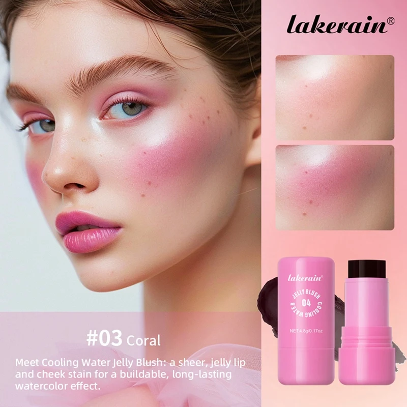 Lakerain Fruit Jelly Blush, Jelly Cheek Blush Lip Cheek Lip Tint Długotrwały nawilżający makijaż do konturowania twarzy