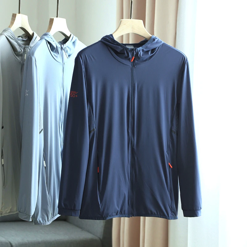 

Высококачественная мужская одежда с защитой от ультрафиолета: летняя кепка, солнцезащитная куртка с УФ-защитой, модная городская модель с длинными рукавами на молнии