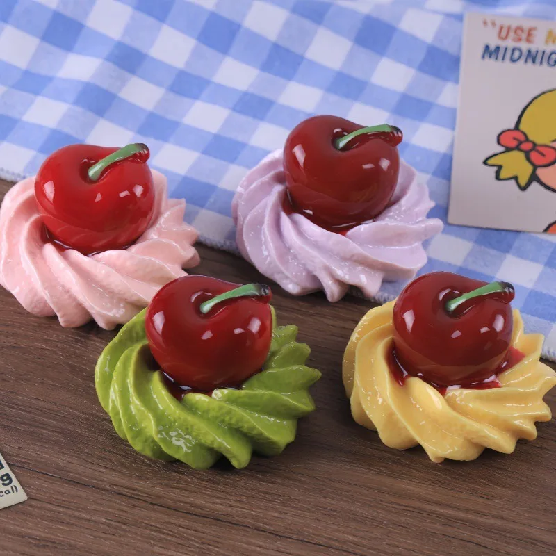 1pc Cherry Strawberry Cookies DIY Resin Accessories Simulation Miniature Ornament