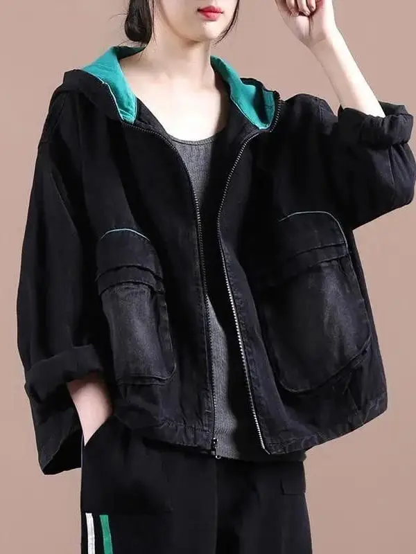 

Artistic Vintage Denim Jaet Top Spring Autumn 2025 New Large Size Casual Versatile Loose Korean Sle ort Outerwear