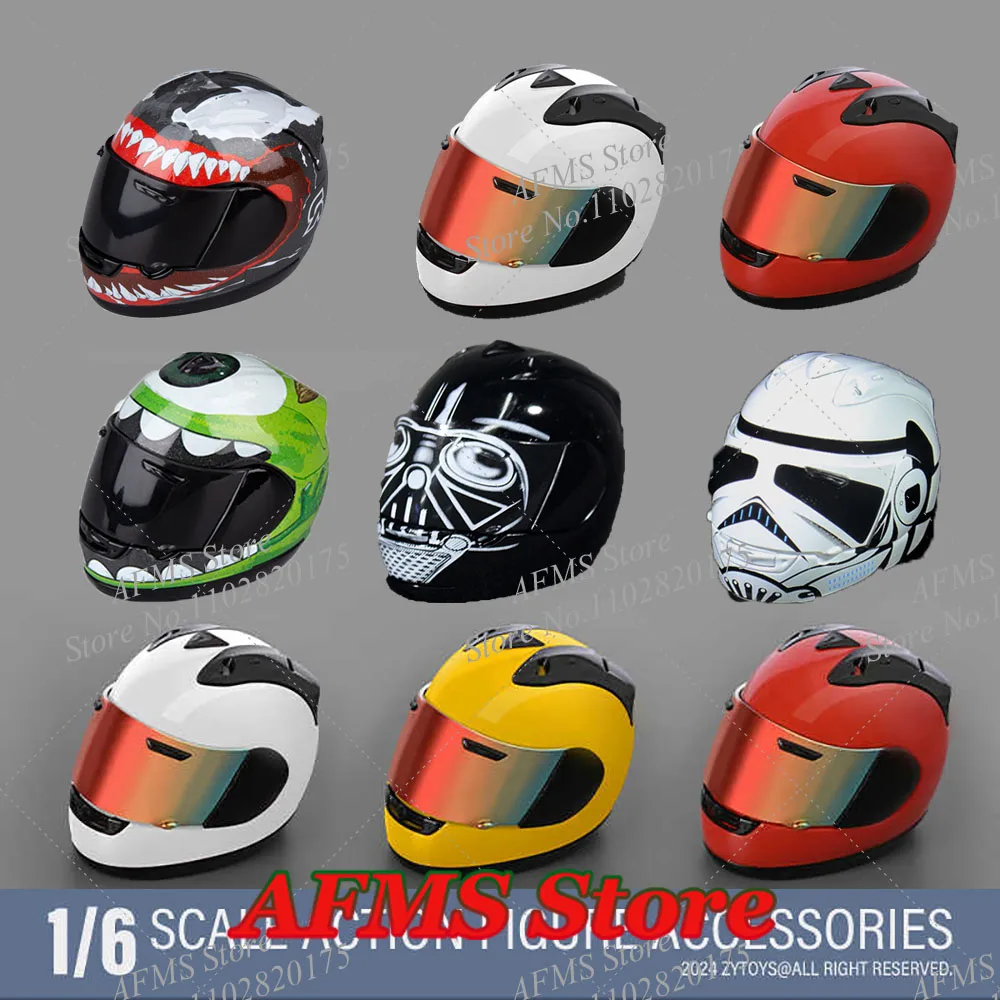 1/6 Scale Soldier Helmet Venom Black Jedi Knight White Warrior Prop  Motorcycle Racing Driver Helmet Fit 12\