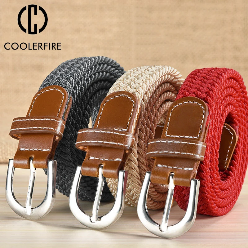 

Fashion Women Knitted Canvas Elastic Stretch Belt Fabric Casual Woven Belt for Women Jeans Webbing Tactical Strap Belt AL078