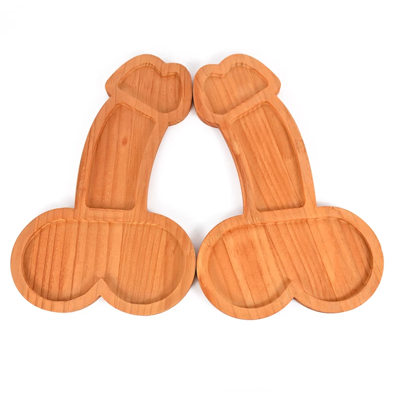 Bachelorette Party Decoration Wooden Penis Food Tray Hen Night Team Bride Party Dinner Plate Wooden Nude Dick Tableware