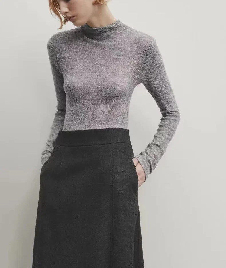 

Новое весеннее поступление, юбка-миди из смешанного волокна Ele Commuter Sle, женская юбка трапециевидной формы с высокой талией, длинная Dr