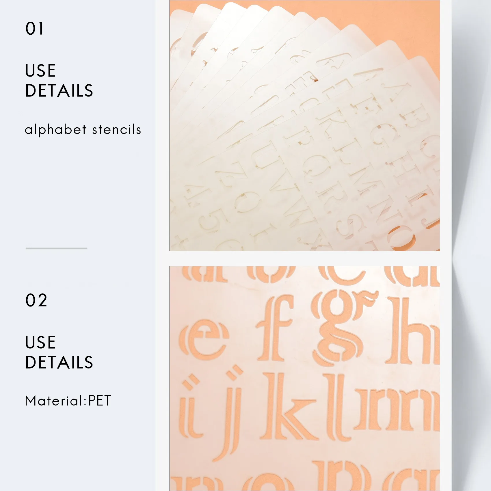 J1UL1N 12 Pcs Alphabet Stencils Reusable Letter Painting Stencils Plastic DIY Drawing Spraying Scale Templates