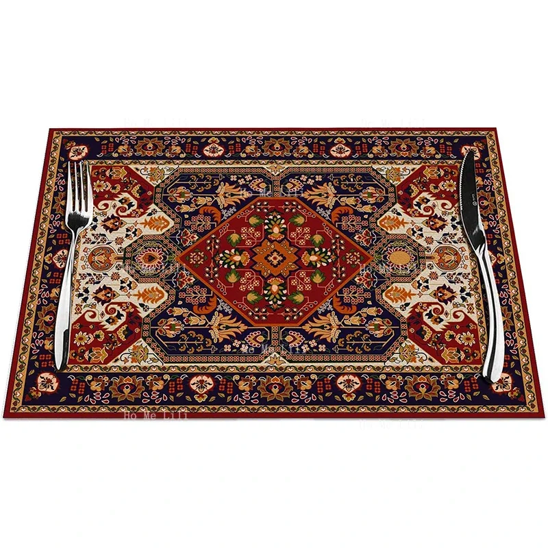 Oriental Turkish Carpet Art Pattern Placemats For Dining Kitchen Table Decor