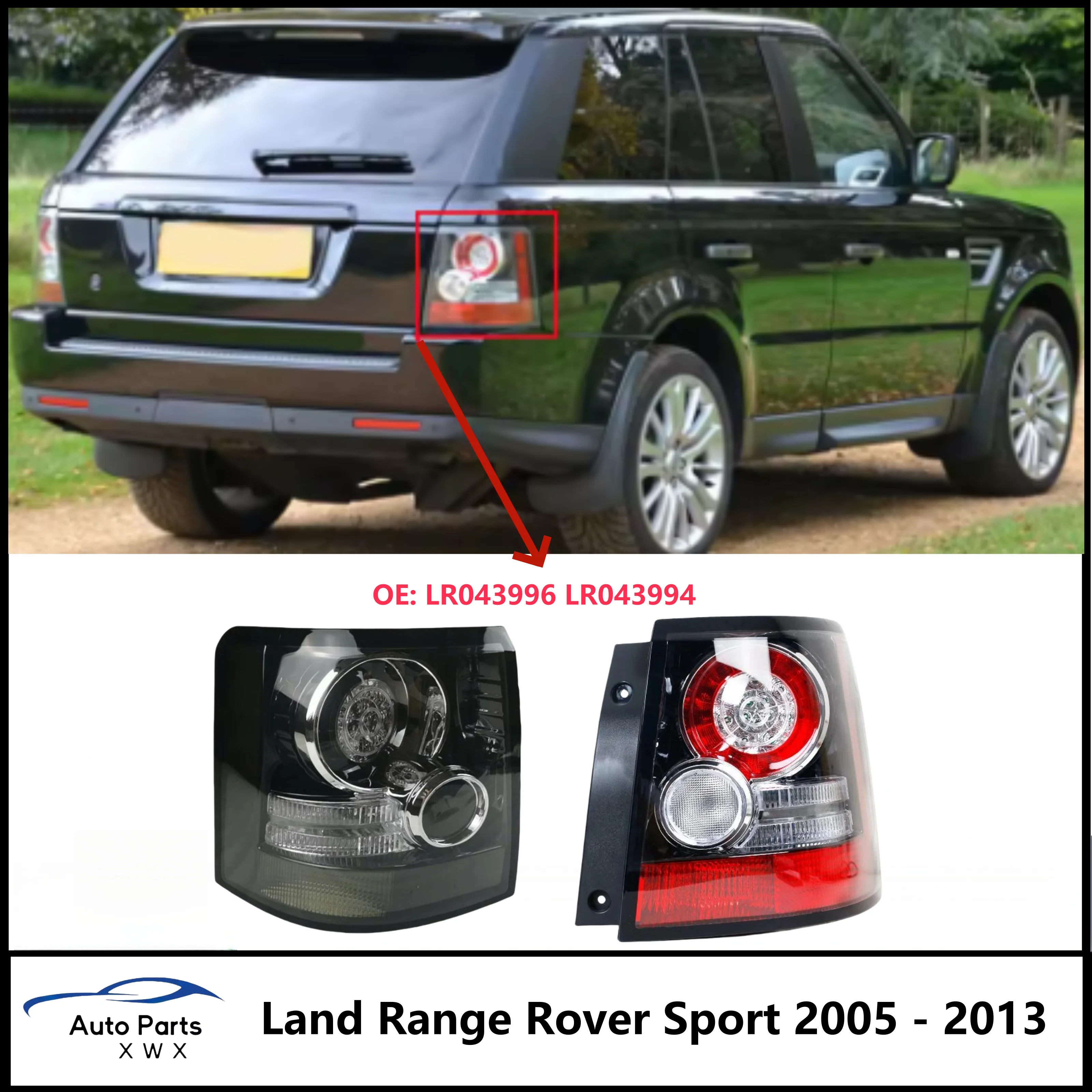 LR043994 LR043996 LED Rear Bumper Tail Light Tail Lamp For Land Range Rover Sport 2005 2006 2007 2008 2009 2010 2011 2012 2013