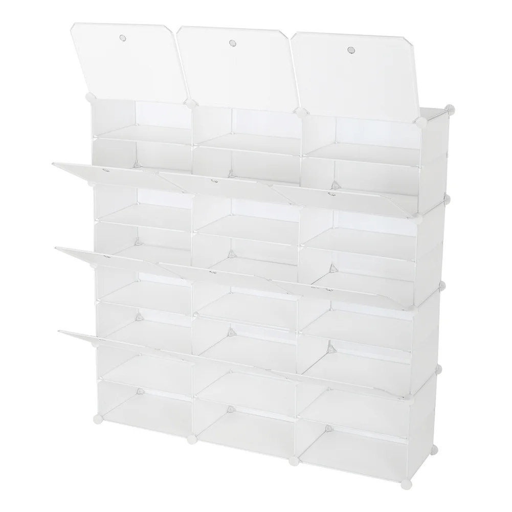 24-Grids Portable Shoe Cabinet 3 Rows 8-tier Shoe Rack Organizer For Heels Boot Slippers (122 X 32 X 122cm)