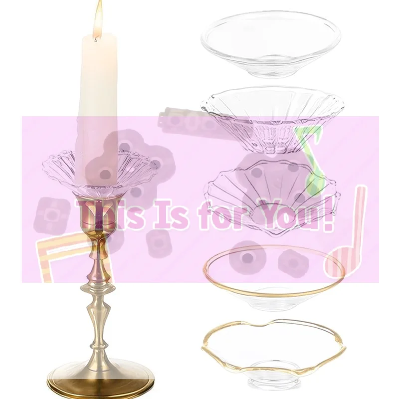 【MA】3 Pack Glass Candle Holders Set With Wax Catcher, Drip Guards& Anti-Tip Base- For Table Centerpieces, Weddings, Home Decor
