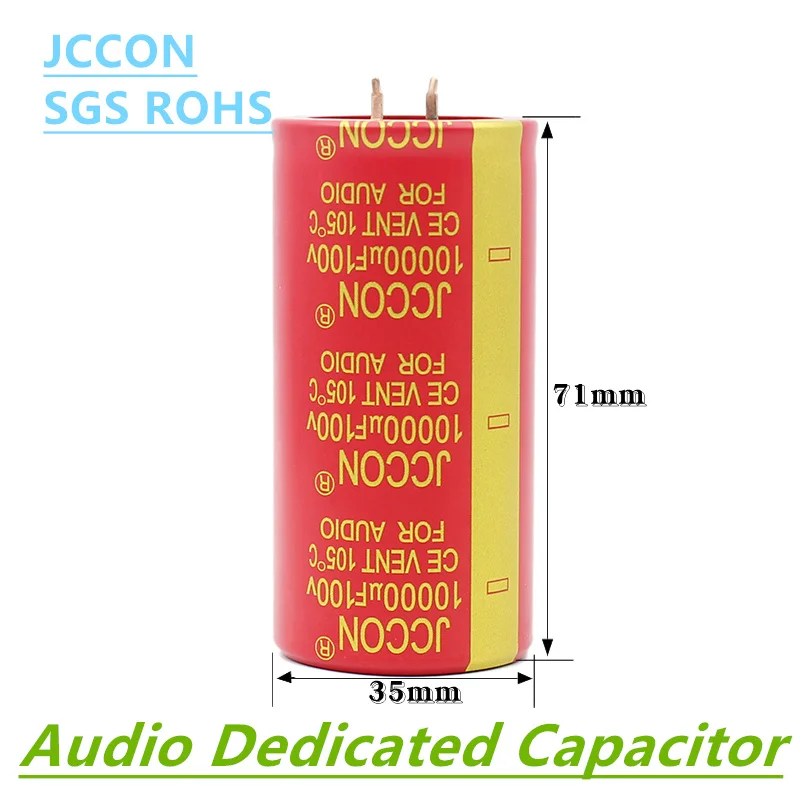 1PCS JCCON 100v10000uf Audio Electrolytic Capacitor 10000UF100V 35x70 Red Robe Copper Foot high Fidelity Amplifier Low ESR