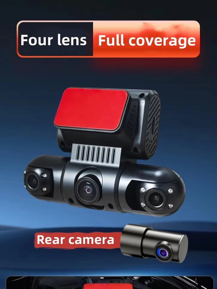 4K+1080P Dash Cam High Definition 4-Lens A408 WIFI GPS Loop Recording APP Night Vision 24H Parking Mode G-Sensor Dash Camera 0 s