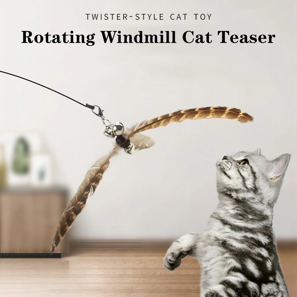 Katze Stick Spielzeug Windmühle Feder Katze Teaser mit Glocke Katzen Zauberstab Training Kätzchen für Haustier Zubehör Katze liefert Gatos