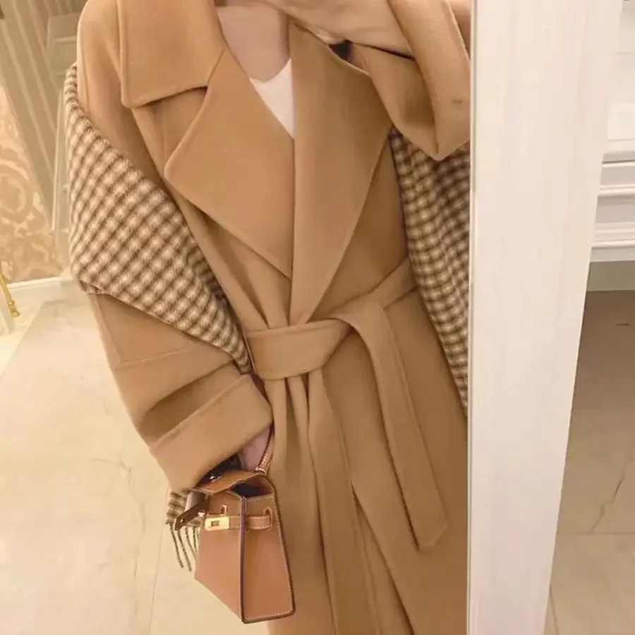 

Double-sided cashmere coat women's long autumn and winter, popular new Hepburn style high-end woolen coat