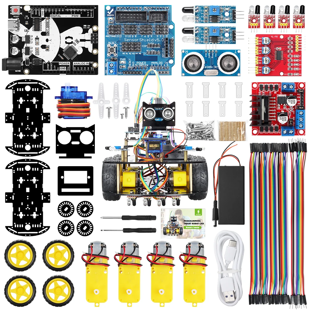 1PCS Smart Robot Car Kit for Arduino Programmable Professional DIY Electronic Education Robot Kit Complete Automation Kit