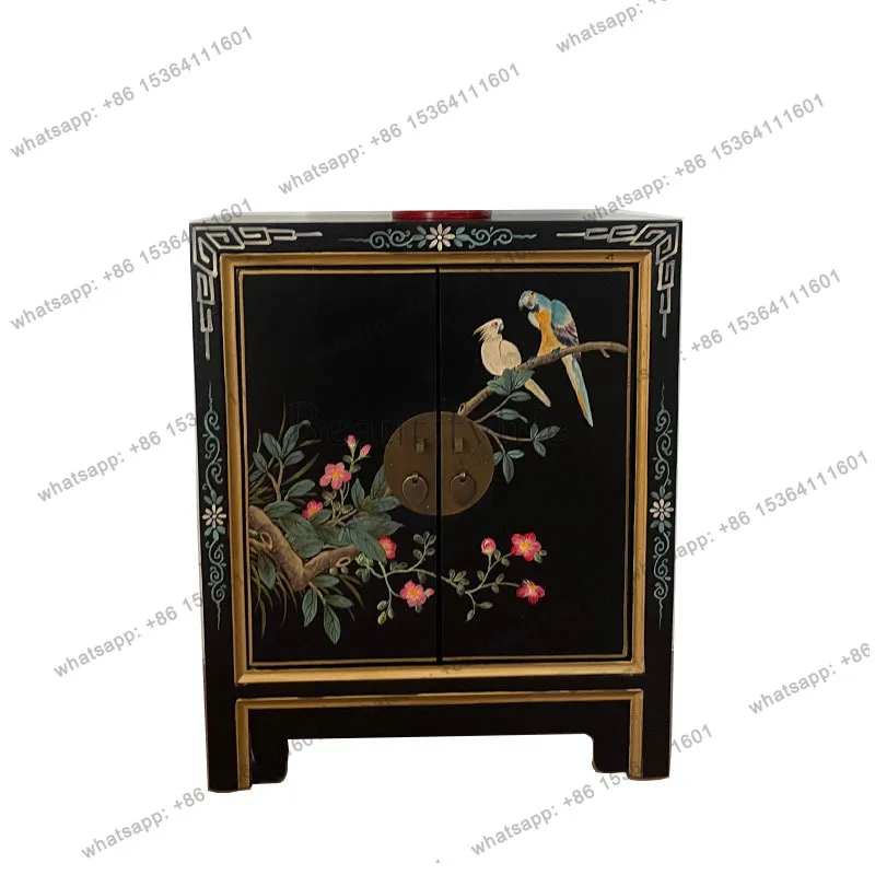 

New Chinese-style solid wood entry foyer cabinet living room modern simple storage locker