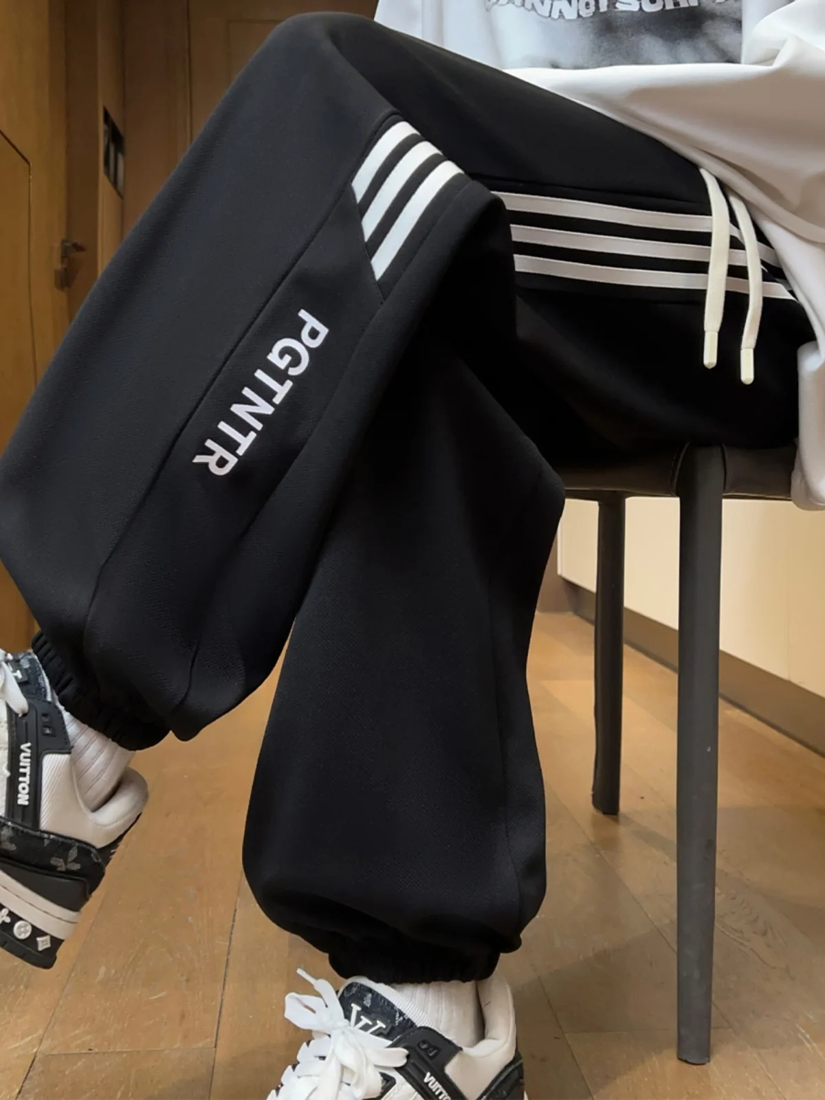 

Мужские спортивные брюки Bla в полоску, свободного кроя, из плотной ткани, с манжетами, в американском стиле, повседневные, прямые штанины, на резинке