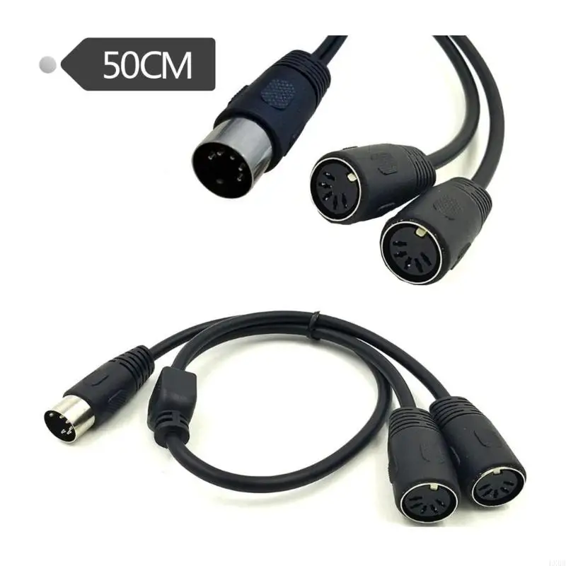 LX0B MIDI Din Extension Cable,MIDI 5-Pin Male to Double Female Adapter Cable for MIDI Keyboards Synthesizer Guitar