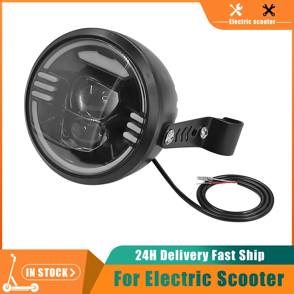 48V LED Front Light Waterproof Flashlight For Electric Scooter Headlight Headlamp Low Beam High Beam Accessories