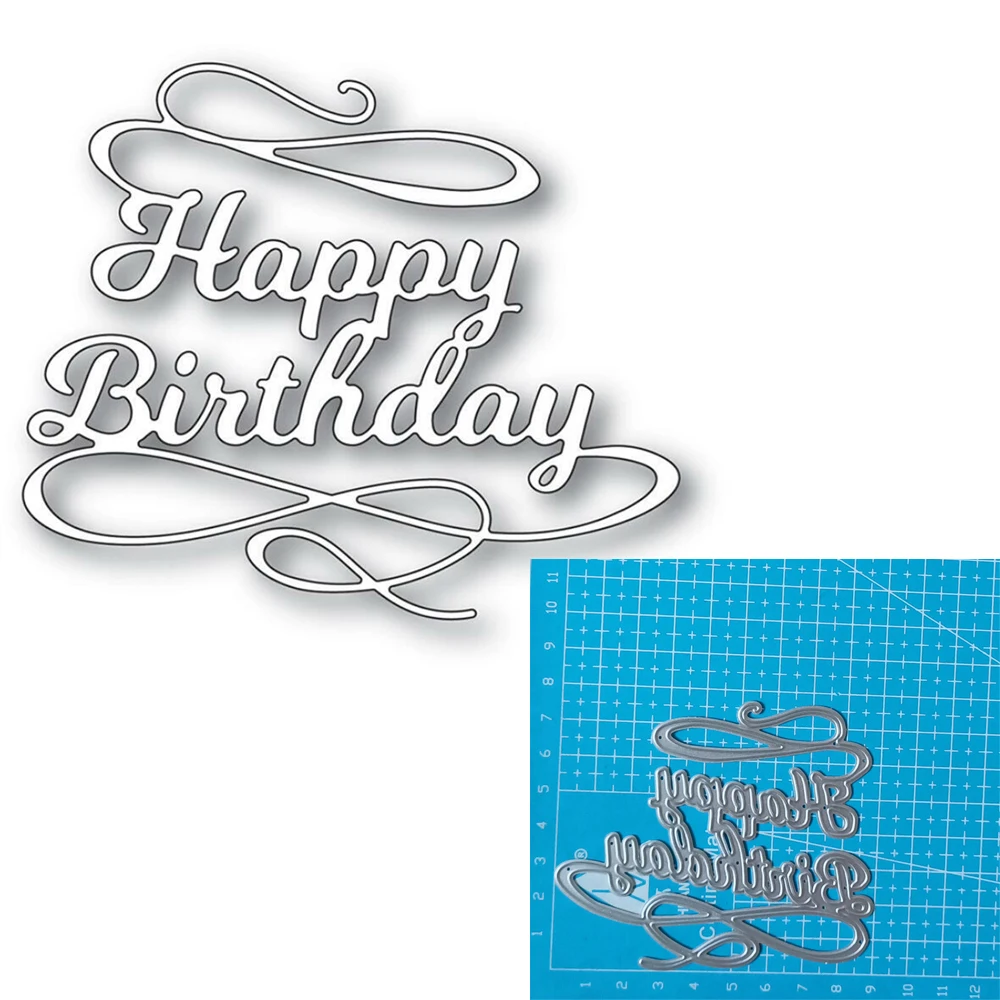 Happy Birthday Letter Number Metal Cutting Dies Cut Mold Decoration Scrapbook Paper Craft Knife Mould Blade Punch Stencils