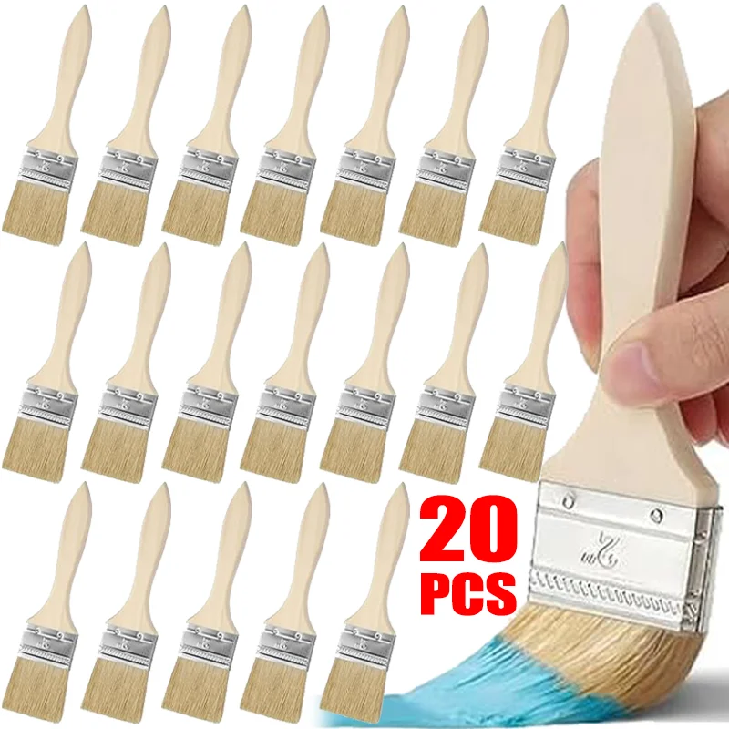 5-20Pcs Paint Brushes Wooden Handle Walls Furniture Drawing Staining Brush DIY Handicraft Painting Brush Glue Application Tool
