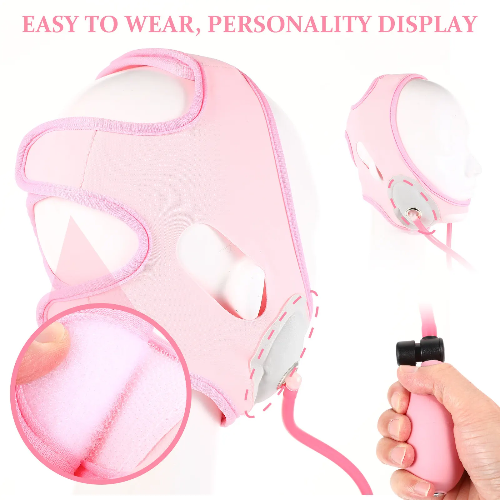 1 unidad de banda moldeadora facial adelgazante, correa inflable para levantar el rostro y la mandíbula, para mujeres, suministro de belleza facial, transpirable y reafirmante