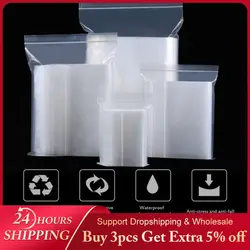 100Pcs/Pack Small Zip Lock  Plastic Bags Various Sizes Clear Poly Reusable Bag Food Storage Reclosable Vacuum Fresh Organize Bag