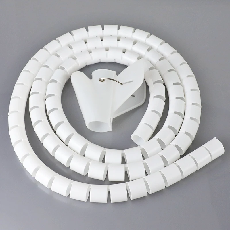 5M Wire Storage Tube Clips Cable Sleeve Organizer Pipe Wrap Cord Protector Flexible Spiral Management Device