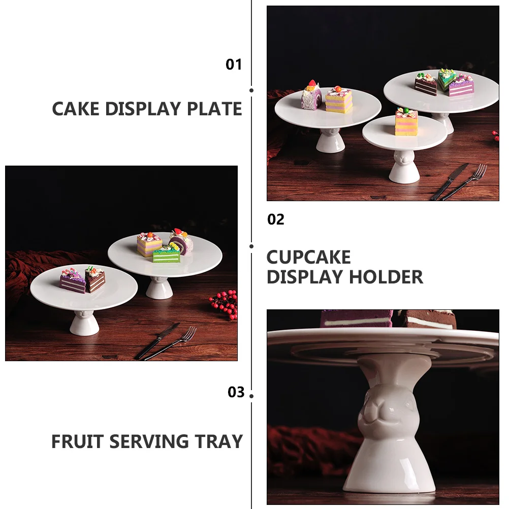 

Керамическая тарелка для торта с кроликом, изысканная стабильная основа, сервировочный поднос для дня рождения, свадьбы, десерта, держатель для кексов, подставка для фруктов