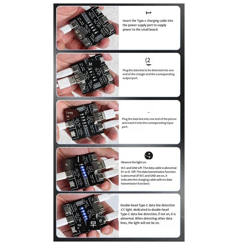 DT3 Data Cable Detection Board USB Cable Tester For IOS Android Type-C Short Circuit On-Off Switching Test Board Repair