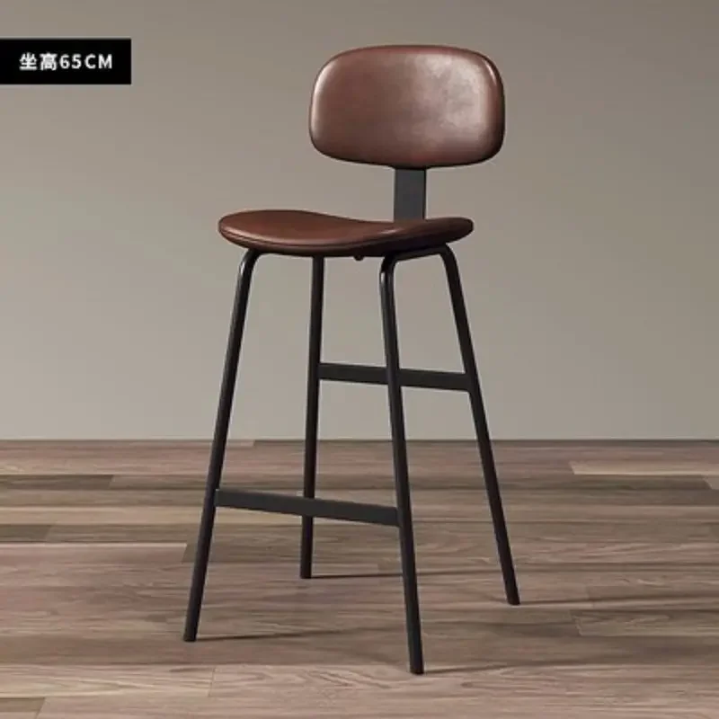 

Bar Stool Industrial Style Upholstery Backrest High Stools Wrought Iron Simple Modern Heightened Home Bar Stool High Chairs