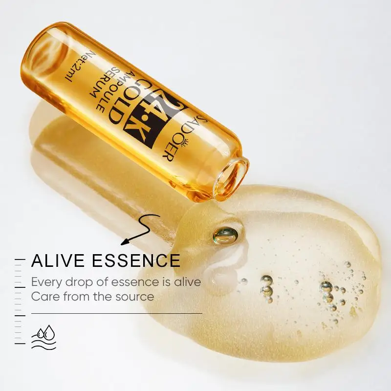SADOER 7 Pçs/caixa Hidratante Iluminador Hidratante Essência Facial Vitamina C Essência Facial 24k Essência Ampola de Ouro