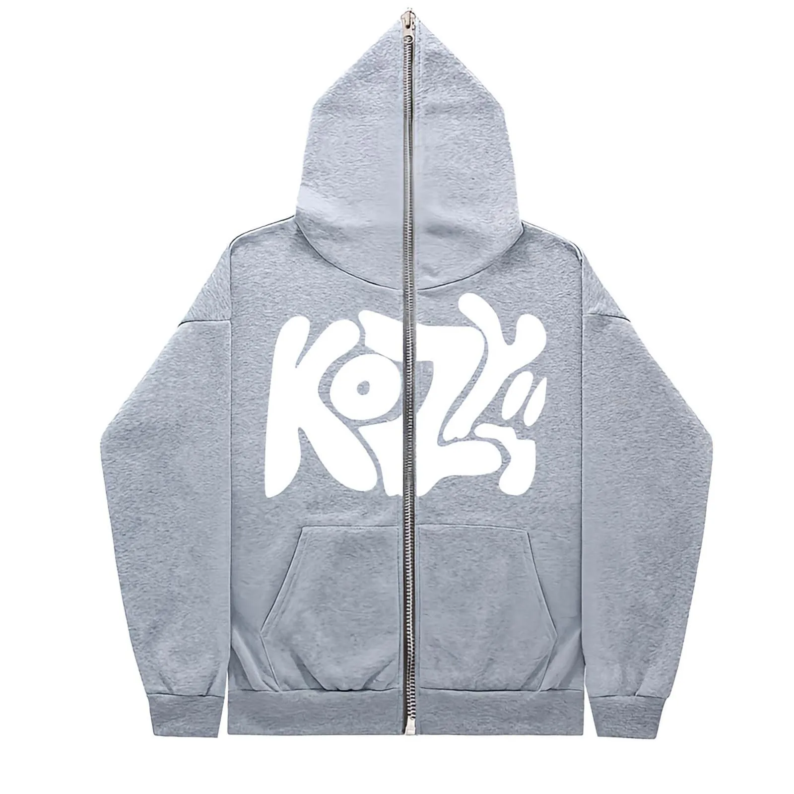 Unisex Hooded KOZY Printed Trendy Full Face Zipper American Retro Light Weight Zip up Hoodie Women Athletic Womens Sweatshirt