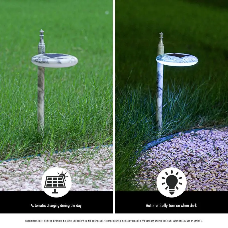 2Pack Solar Lights Outdoor Faux Marble RGB for Pathway Lamp Garden Walkway Lawn Flower Bed Landscape Driveway Courtyard Decor
