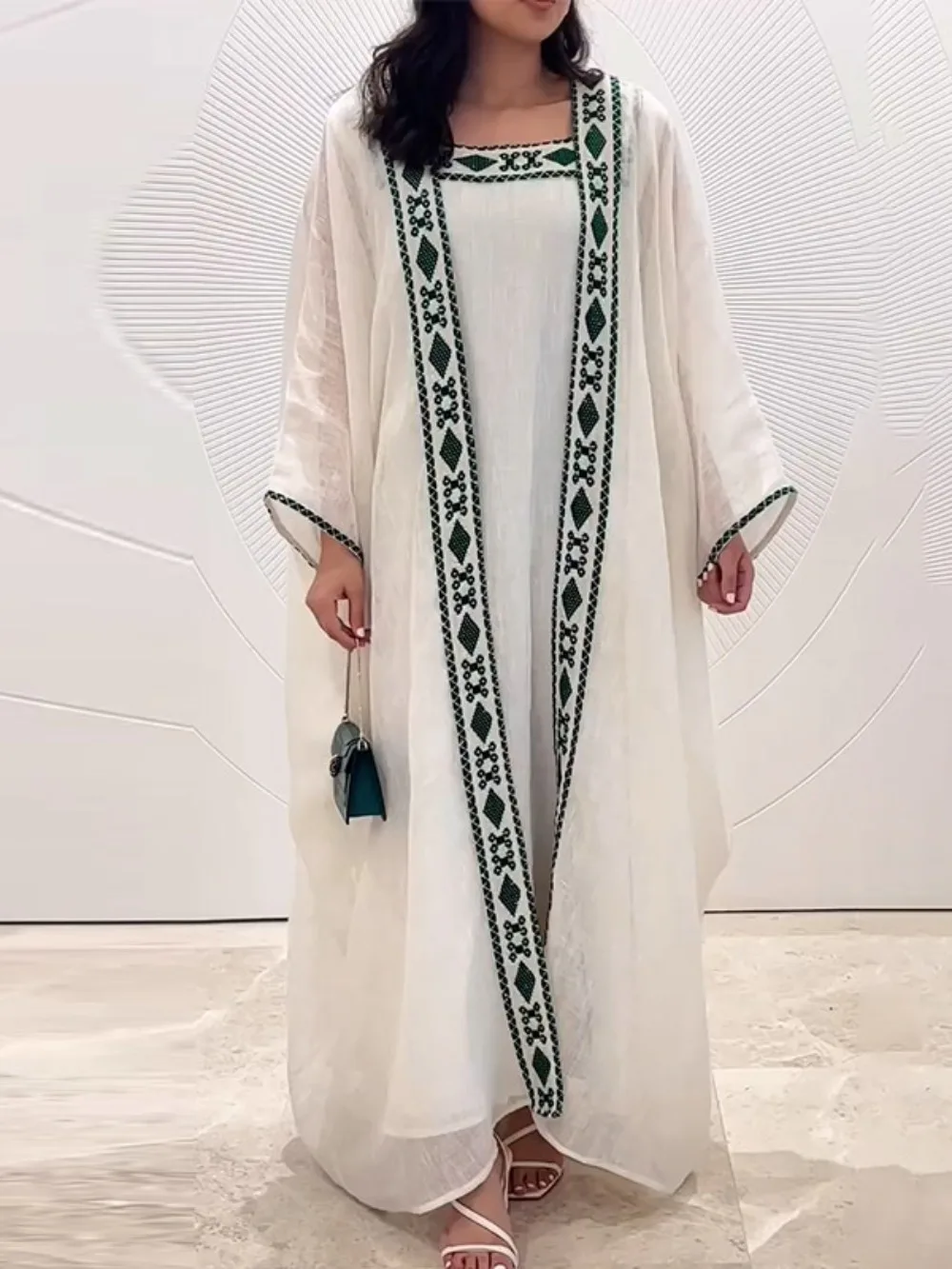 

Eid Print Dress for Women Abaya 2 Piece Set Summer Caftan Muslim Modest Dubai Long Dresses Robe Jalabiya Ramadan Morocco Kaftan