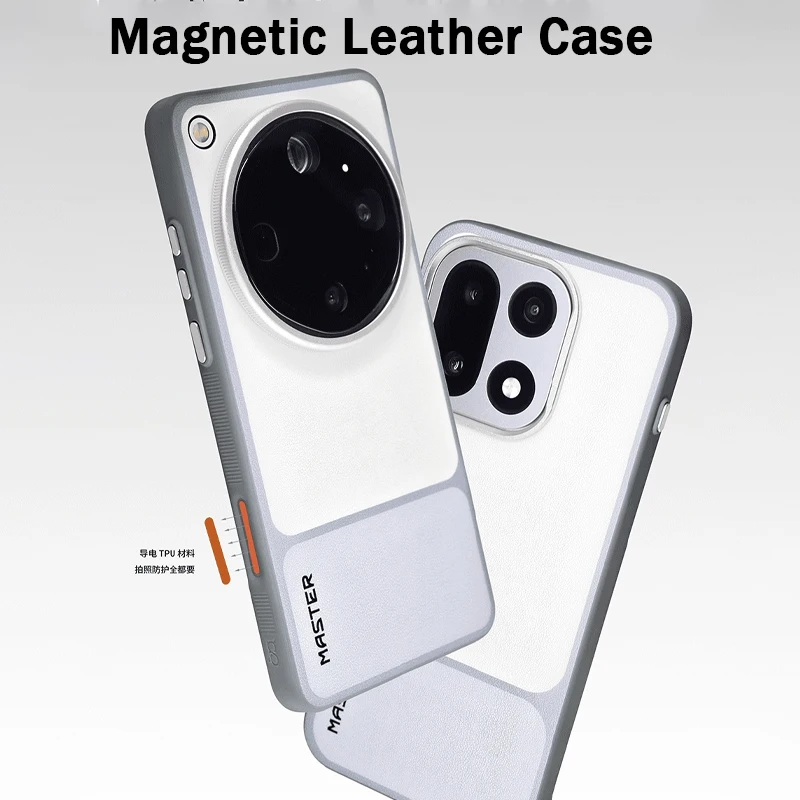 

Original Magnetic Leather Phone Case For Realme Airbag Wireless Charging Back Cover Case for OPPO for xiaomi for OnePlus