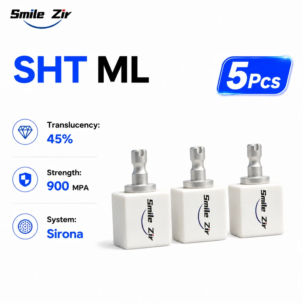 Smile Zir SHT Multilayer Zirconia Block Disc 5Pcs 45% Translucency A1 A2 A3 for Sirona CEREC CAD CAM Ceramic Milling Material