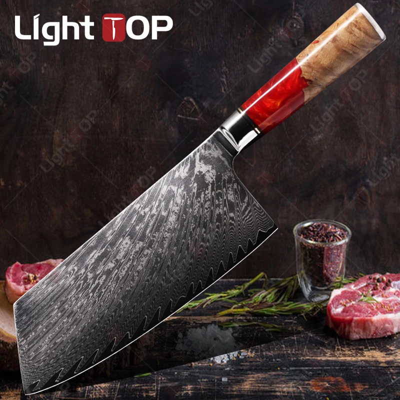 

Damascus Steel Chopping Knife Multi-purpose Chef's Knife Japanese Kitchen Knives Durable Boning Chopper Fruit & Vegetable Cutter