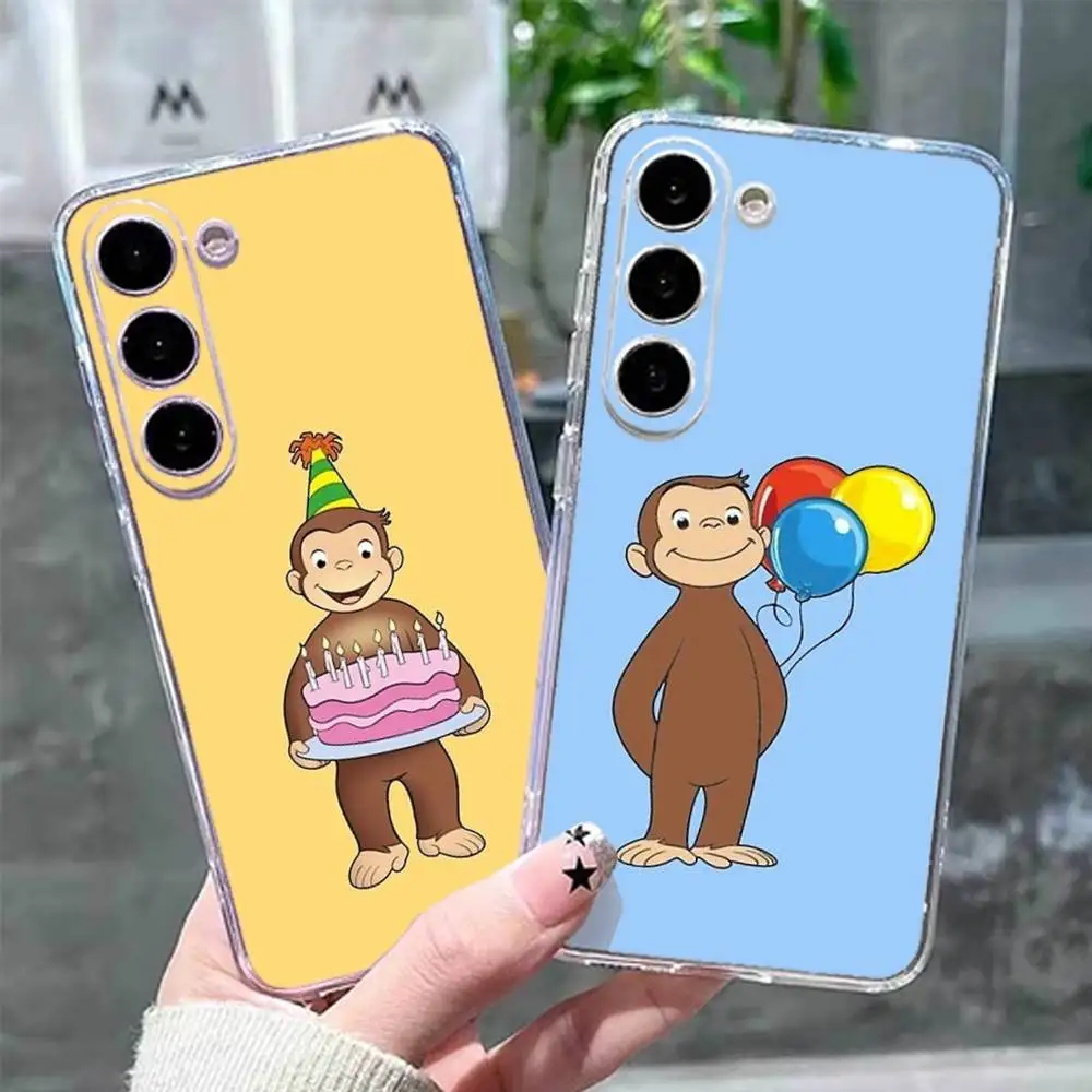 Curious George Monkey  Phone Case For Samsung GalaxyGalaxyA10,12,13,20,21s,22,31,32,52,71,72,73,Soft Silicone Transparent Cover