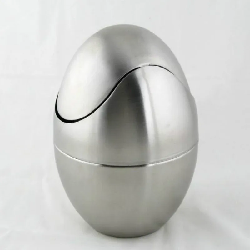 

Stainless Steel Egg Shape Desktop Waste Bins, Mini Garbage Basket, Trash Can, Dustbin, Sundries Barrel, Storage Box