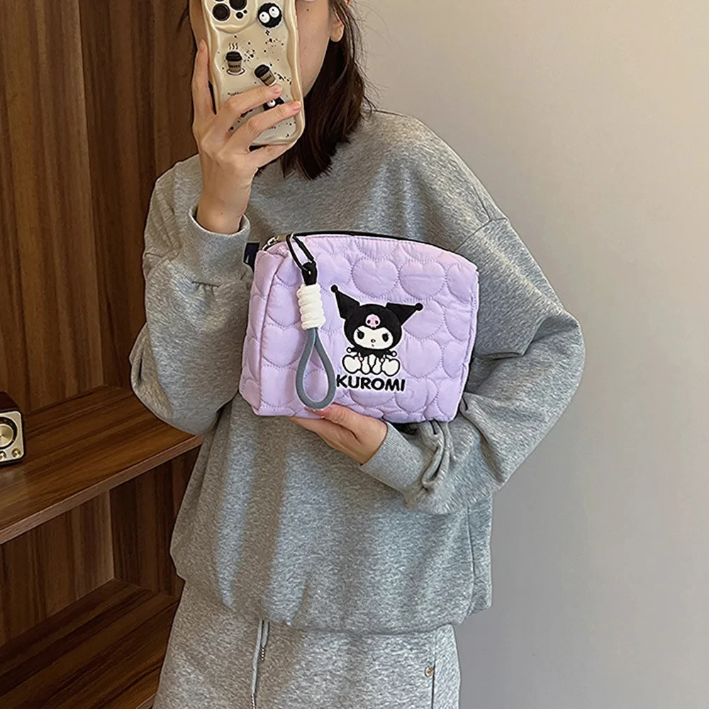 Sanrio Hellokitty Kuromi Mymelody Kawaii Cosmetic Bag Cute Cartoon Storage Bag Large Capacity Women\'s Makeup Case Handbags Gifts