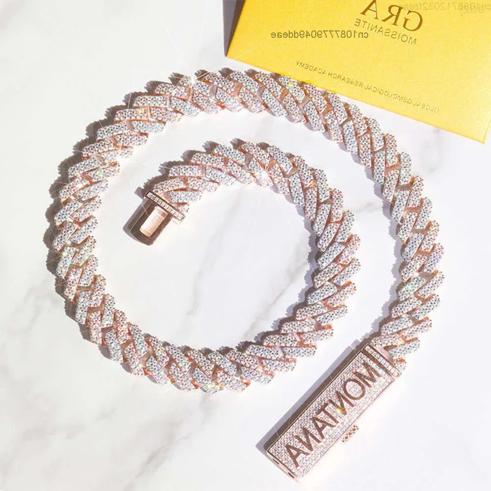 

Custom Letter Clasp Pass Diamond Tester Gra Moissanite Diamond Solid Silver Cuban Link Chain for Rapper Hip Hop Necklace