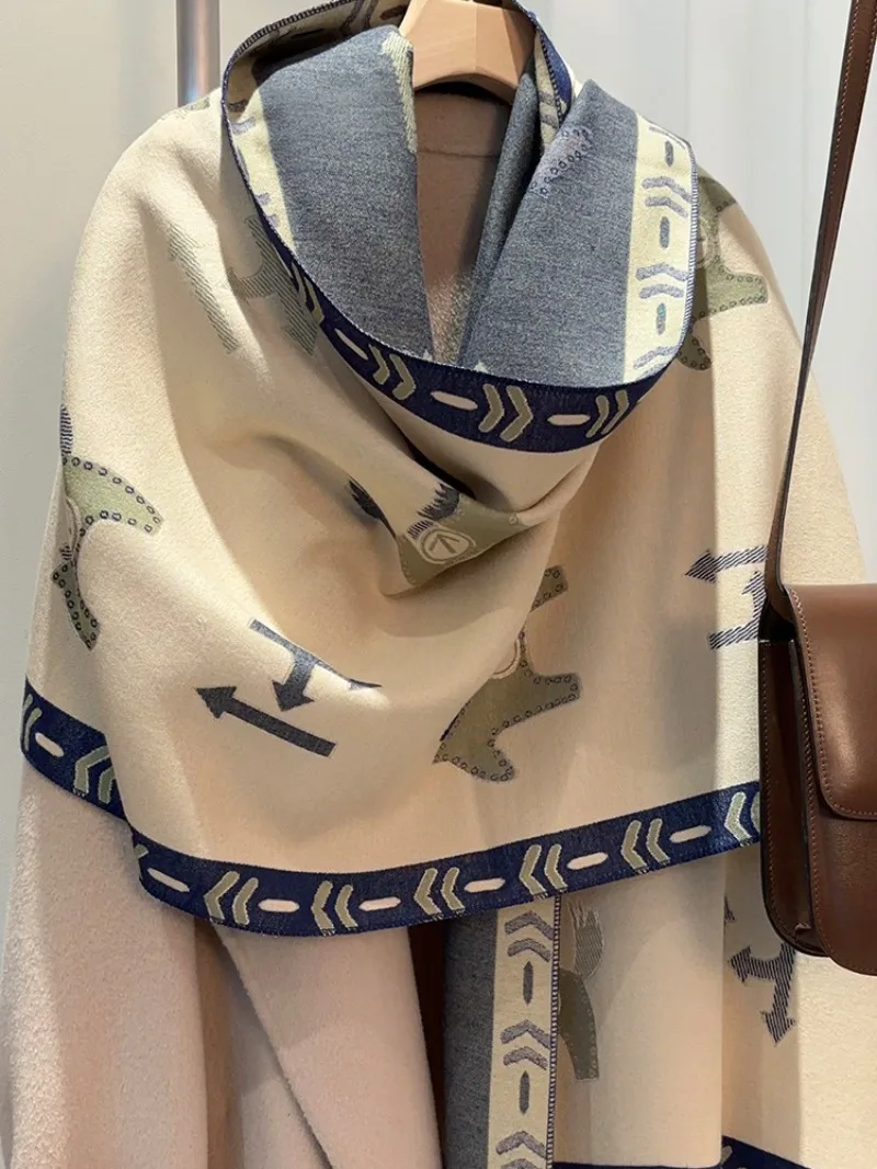 وشاح طويل فاخر 2025 للنساء شتاء دافئ فو الكشمير التفاف اضافية كبيرة سرق لينة أفخم اتجاهين ارتداء شحن مجاني #6