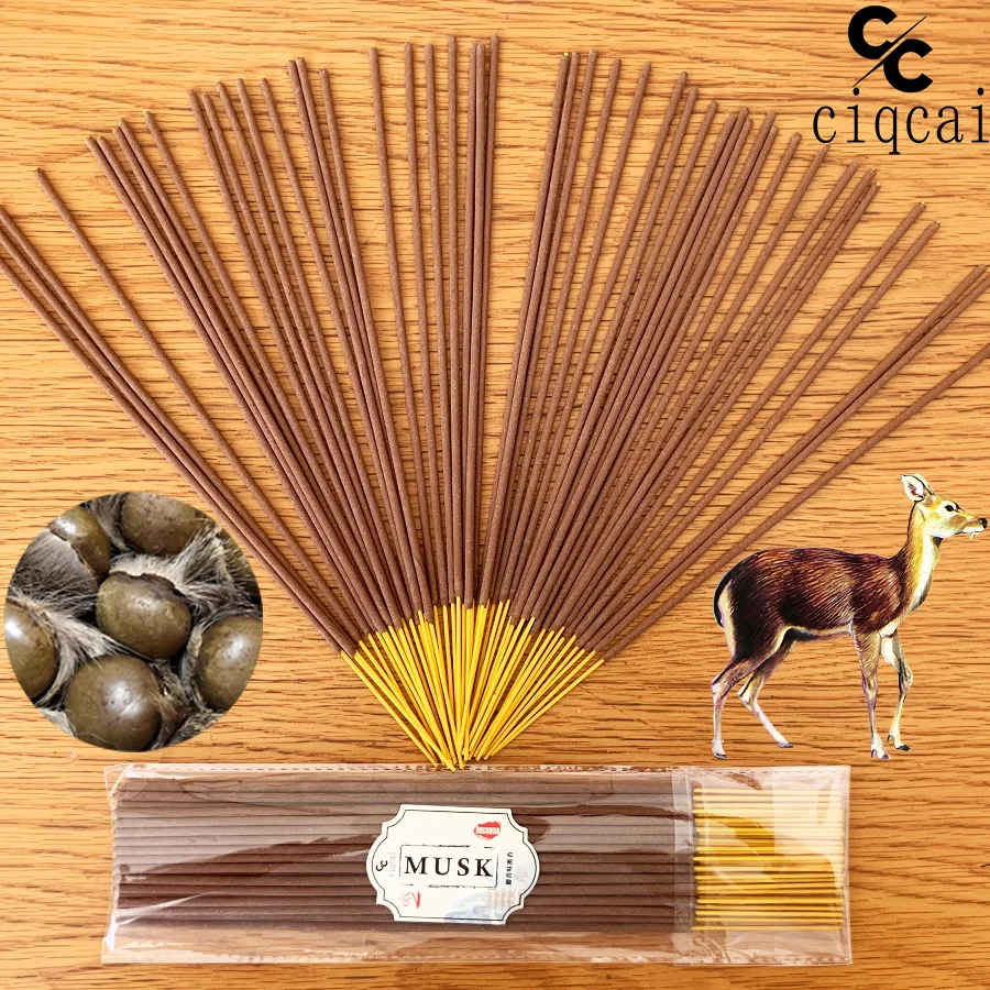 Musk-Scented Handmade Incense Sticks, 25.5cm Extended Version, High-Quality Bamboo Stick Incense, Made from Natural Musk and Other Fragrances, with a Fresh and Natural Scent, Long-Lasting Fragrance, Suitable for Home and Outdoor Use, Suitable for Yoga, Meditation, Fishing, Parties, Etc Great Gift for the Holidays