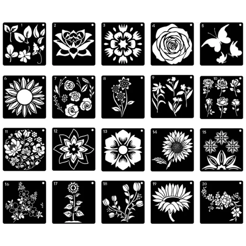 

20pcs Kawaii Sunflower Flowers And Plants Theme Stencil DIY Layering Scrapbook Coloring Embossing Decoration Painting Templates