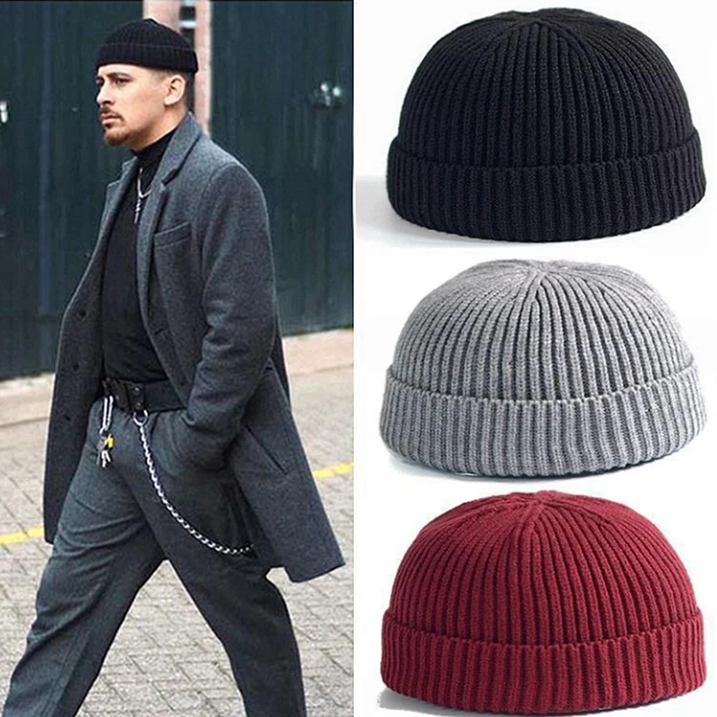 New Winter Solid Color Versatile Hip-hop Knitted Wool Cap Men And Women Fashionable Pullover Ski Cap