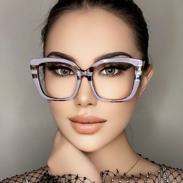 Mode Luxusmarke großen Rahmen Regenbogen übergroße quadratische Lesebrille Rahmen Frauen Brillen Presbyopie Brillen – Detail 7