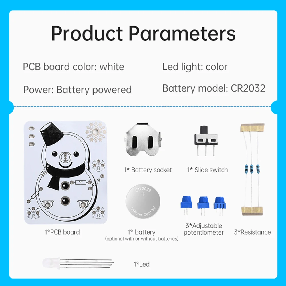 Módulo Tubo emissor de luz LED para DIY, Kit Boneco de Neve Eletrônico, Gelo e Neve Tema, Diversão Iniciante, Aprendizagem Iniciante e Soldagem Diversão