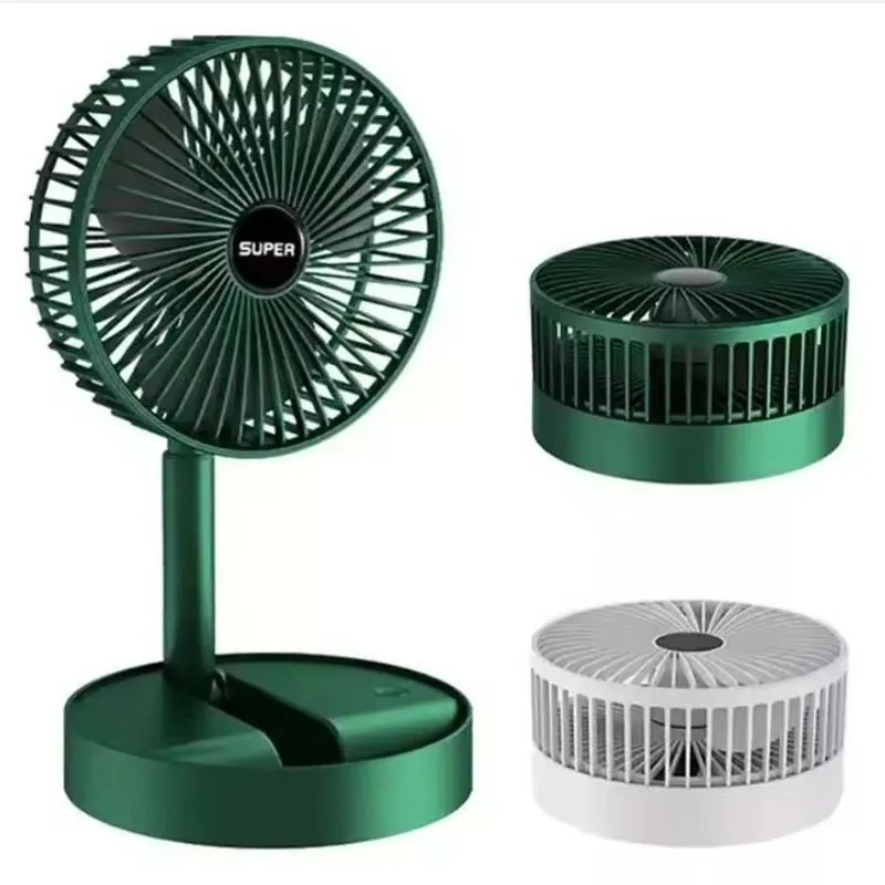

Portable Usb Rechargeable Table Fan Adjustable Height With 3Speeds Foldable Telescopic Phone Stand Design For Office Home Use