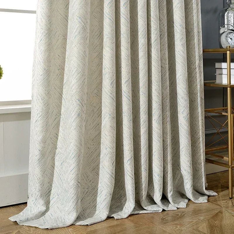 Custom Nordic Minimalist Modern Chenille Curtains for Living Room Bedroom Shade White Cloth  Blackout Light Luxury Customized